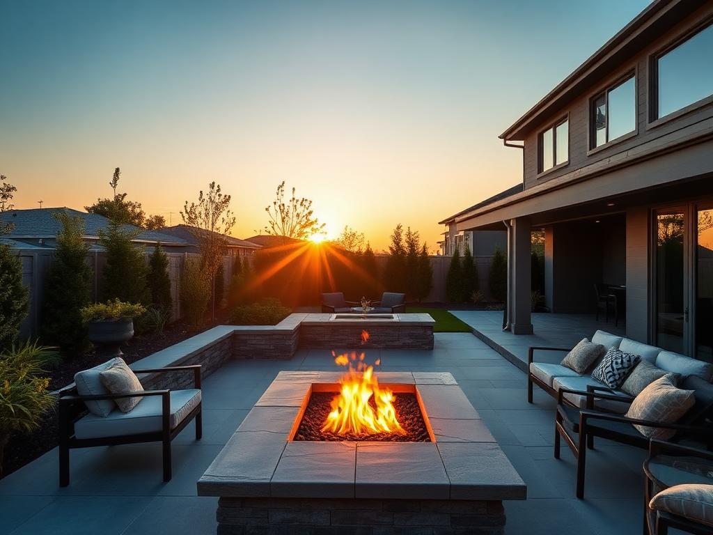 Installed patio with fire pit